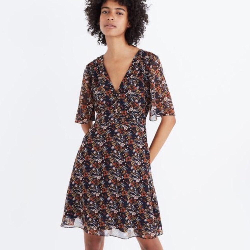 Madewell Orchard Flutter-Sleeve Dress NWT